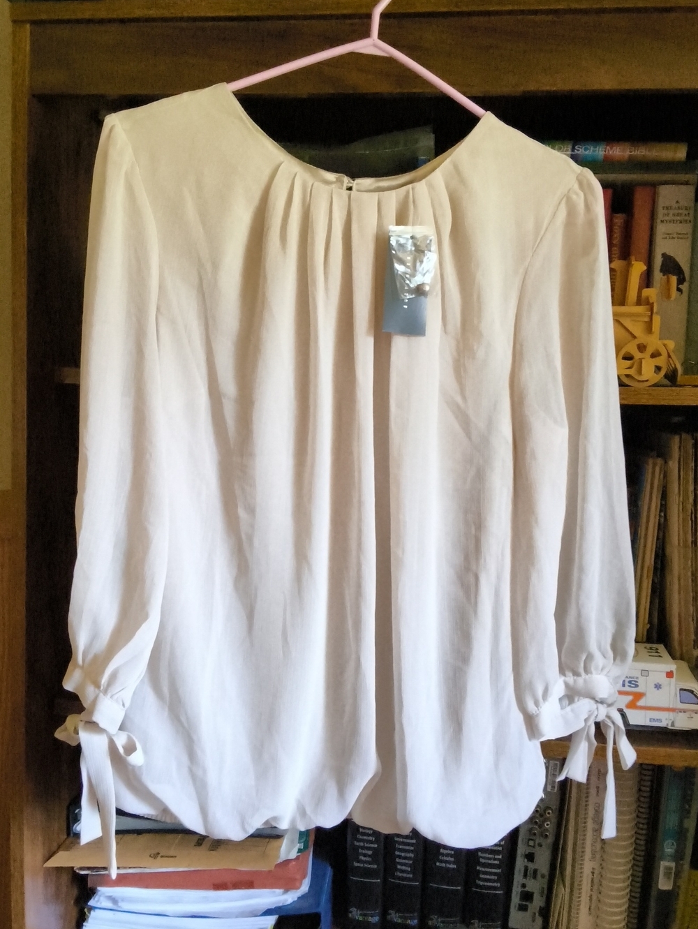 Light Cream Tie-Sleeve Blouse